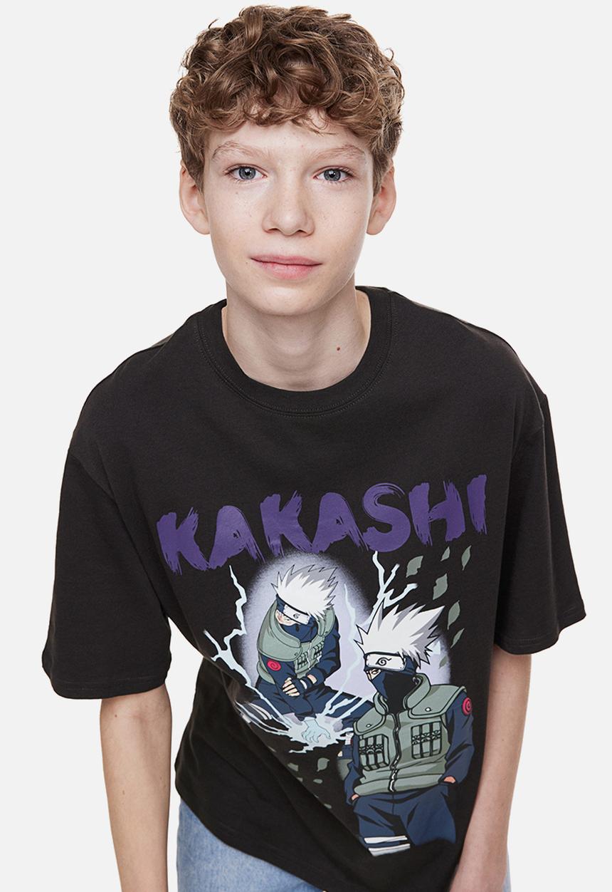 H&M - Printed T-shirt - black/naruto 