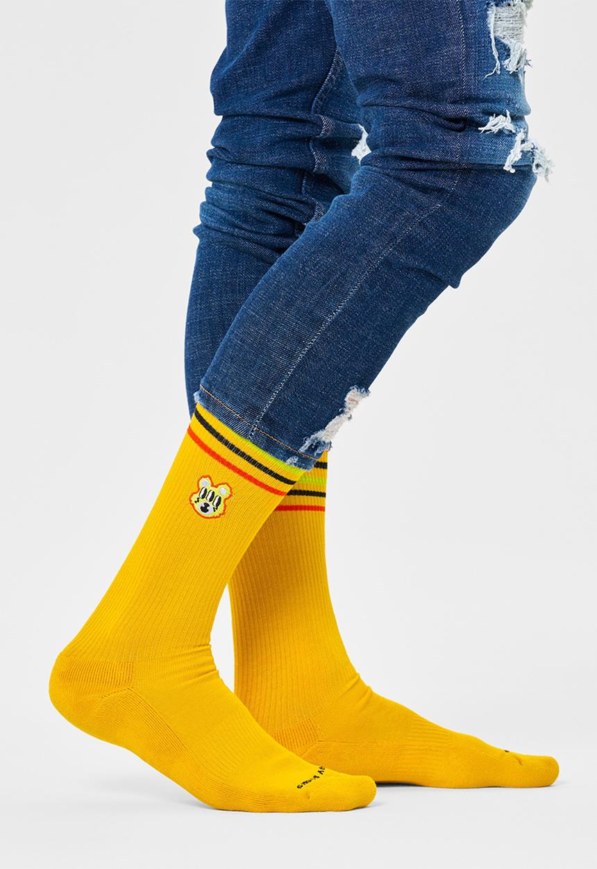 Happy Socks - Bear with me crew sock - dark yellow