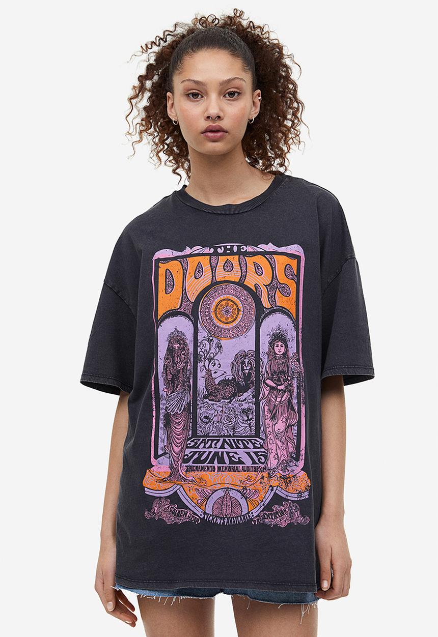 H&M - Oversized printed T-shirt - black