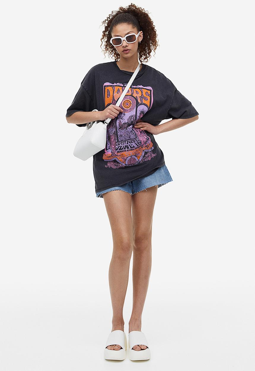 H&M - Oversized printed T-shirt - black