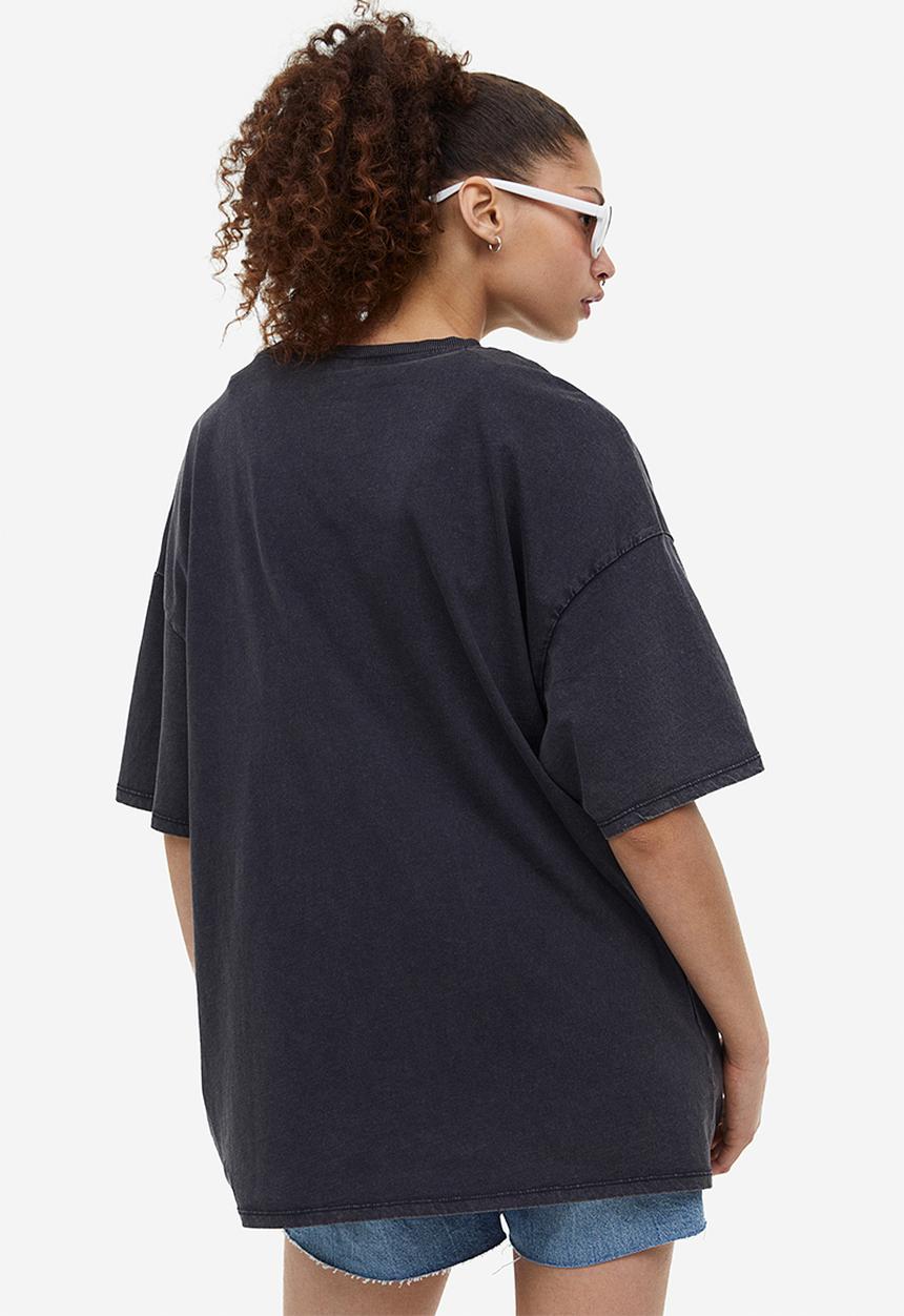 H&M - Oversized printed T-shirt - black