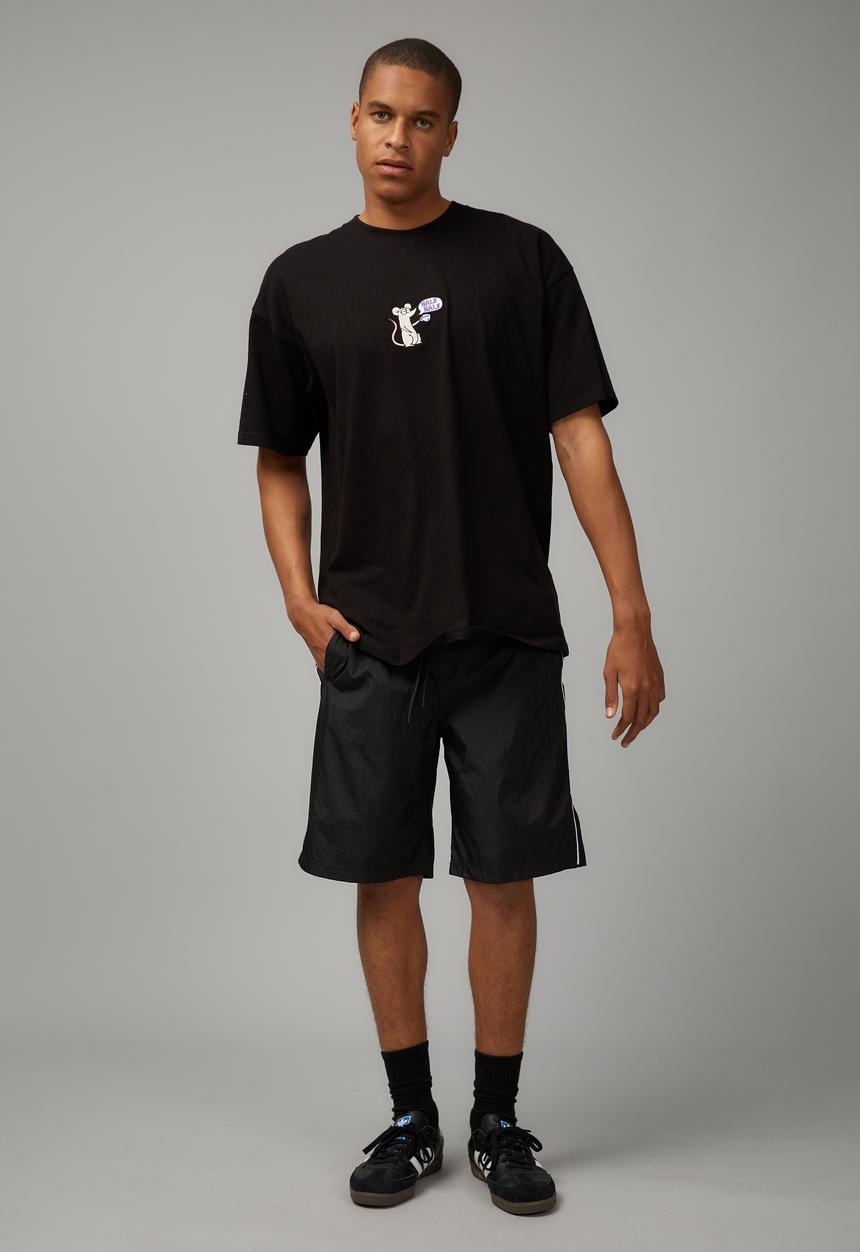 Factorie - Baggy street short - black/white piping