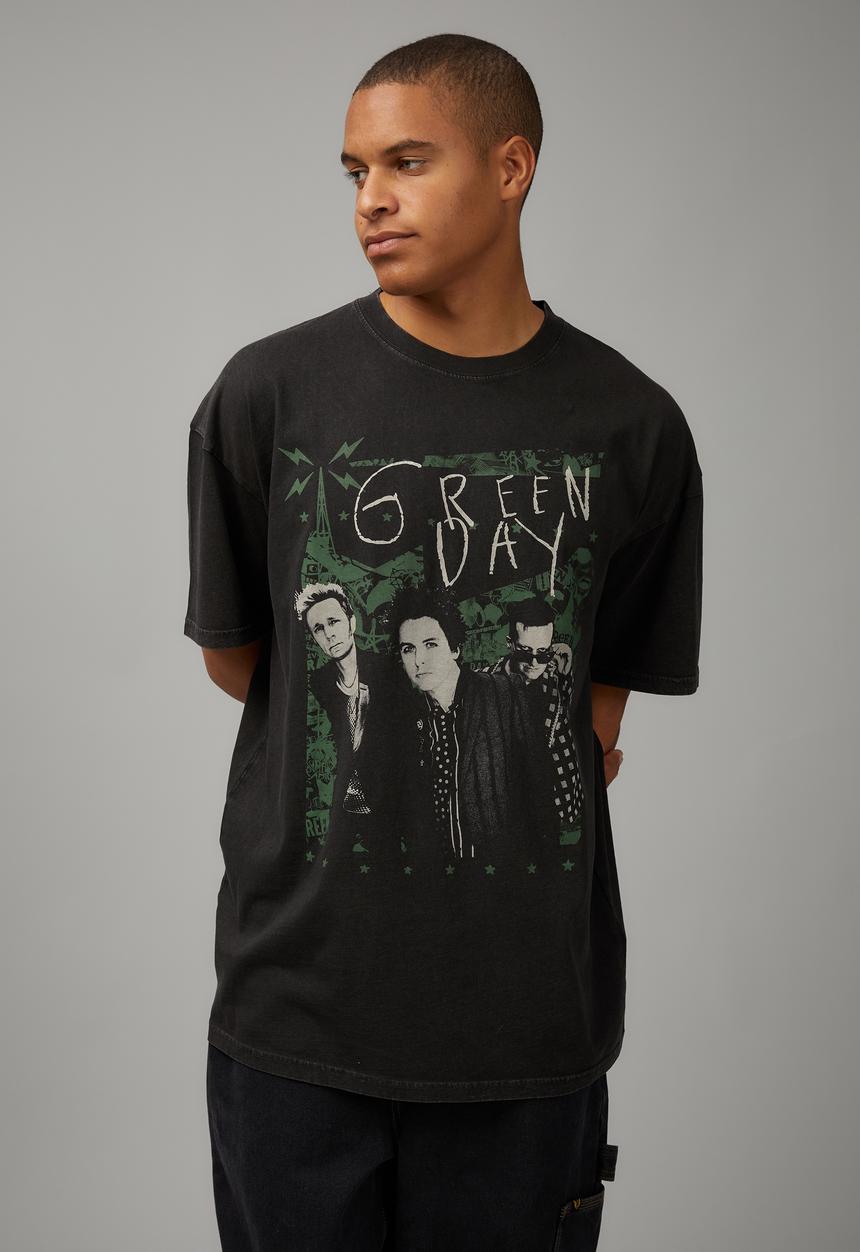 Factorie - Oversized music merch T-shirt - lcn wmg washed black/greenday
