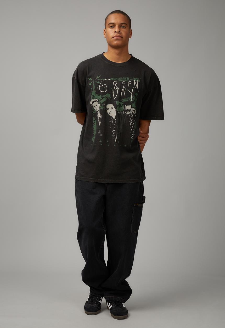 Factorie - Oversized music merch T-shirt - lcn wmg washed black/greenday