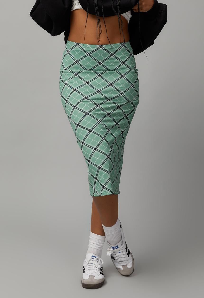 Factorie - Midi jelly skirt - lilli check/washed green