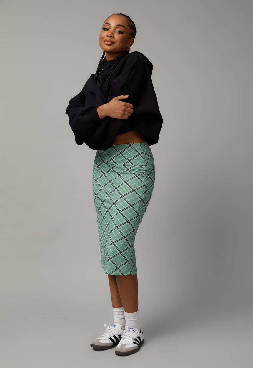 Factorie - Midi jelly skirt - lilli check/washed green