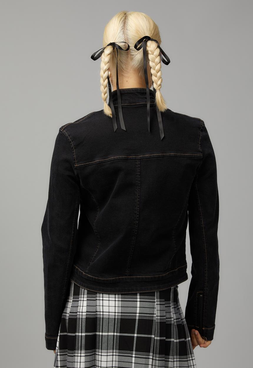 Factorie - Denim moto jacket - charcoal black