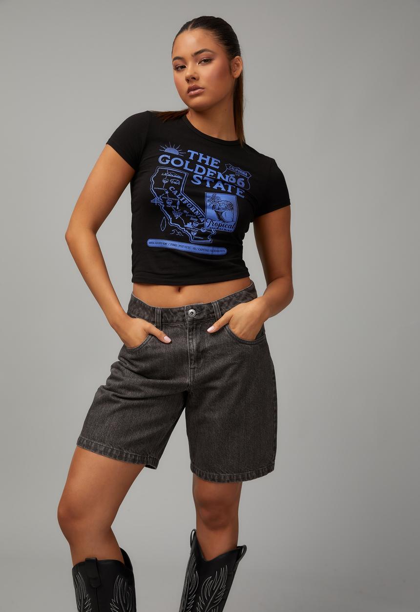 Factorie - Fitted graphic tee - black/the golden state