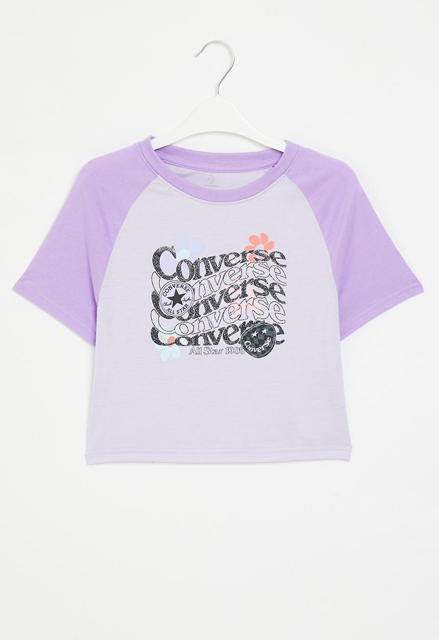 Converse - Short sleeve floral graphic boxy tee - vapor violet