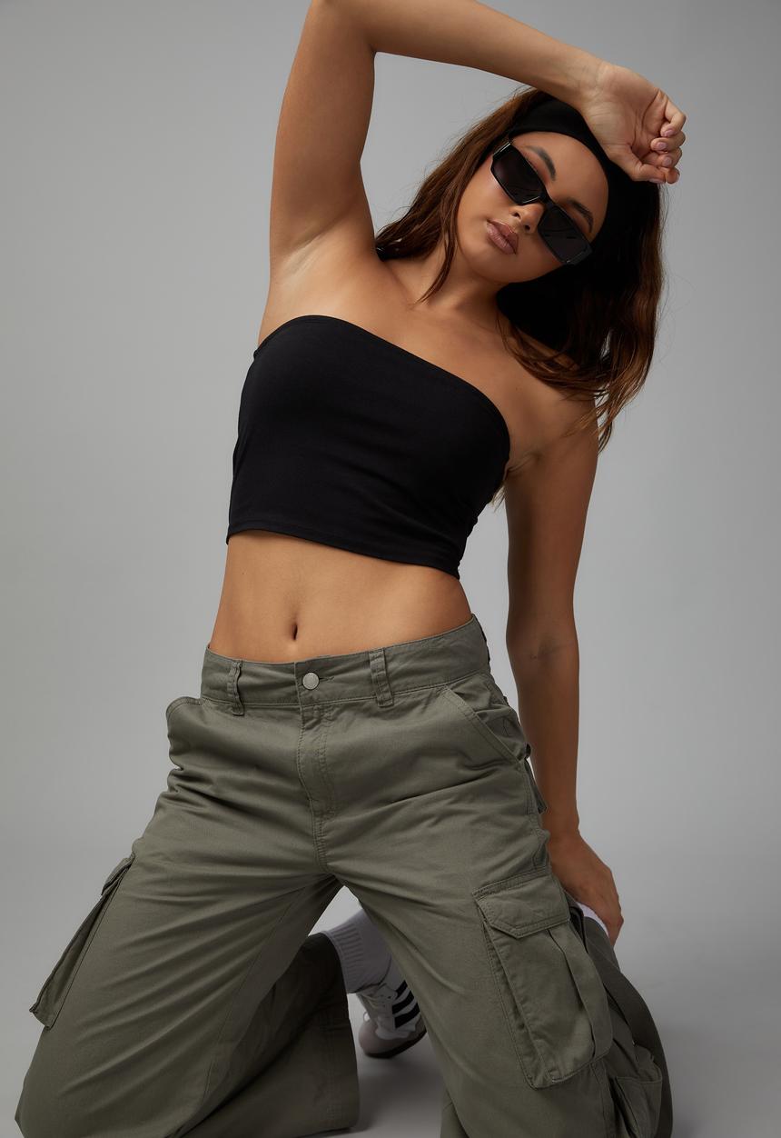 Factorie - Crop jersey bandeau - black