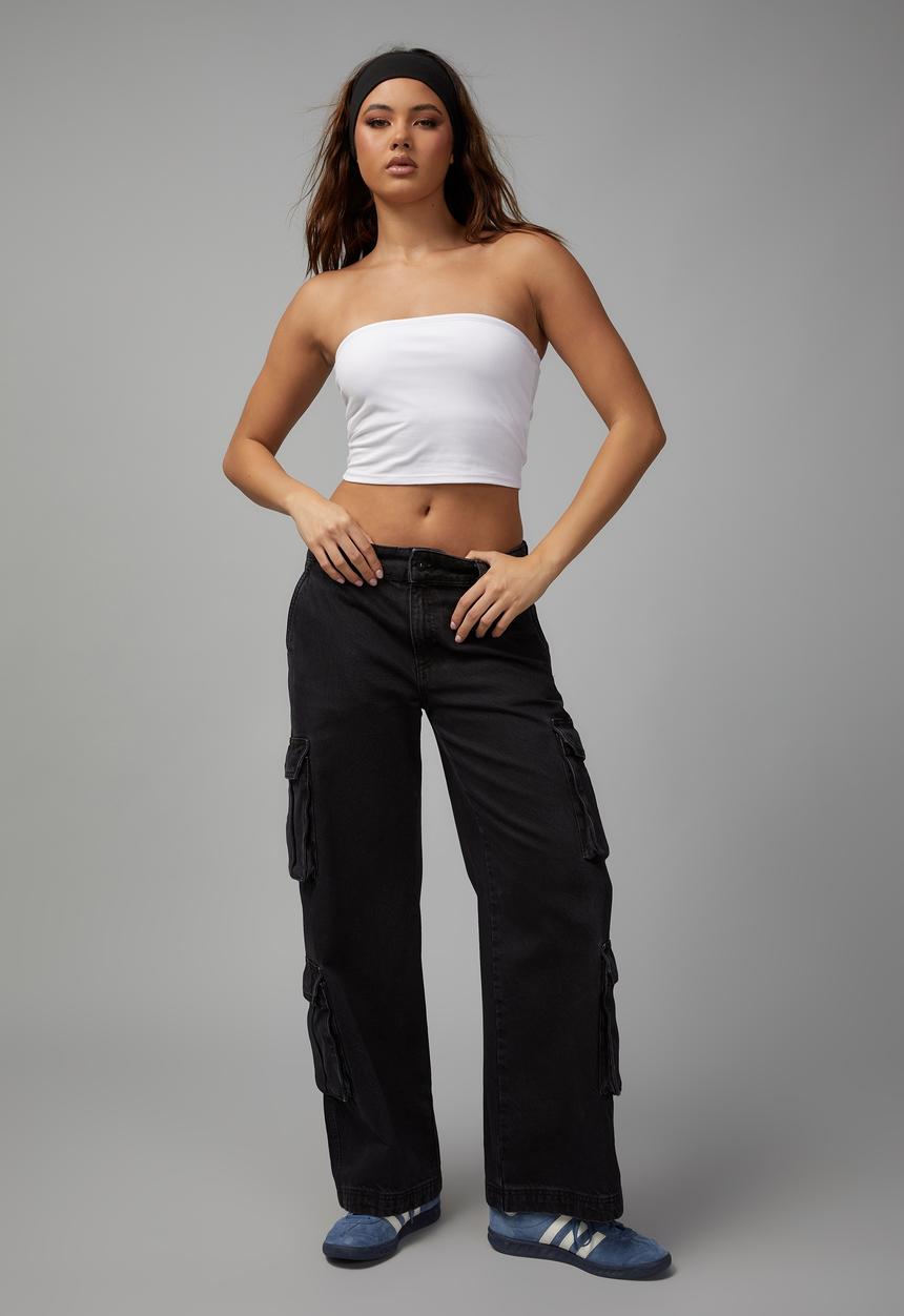 Factorie - Crop jersey bandeau - white