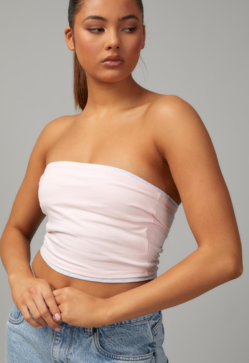 Factorie - Crop jersey bandeau - soft pink