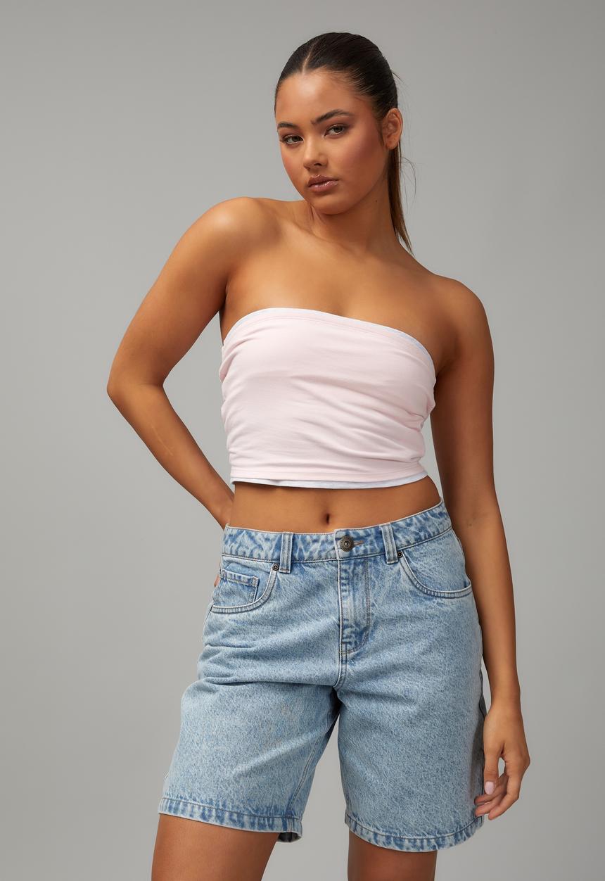 Factorie - Crop jersey bandeau - soft pink