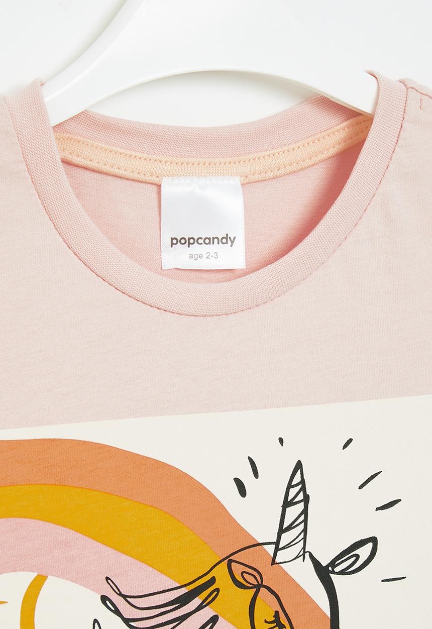 Pop Candy - Girls printed short sleeve tee - pink & white