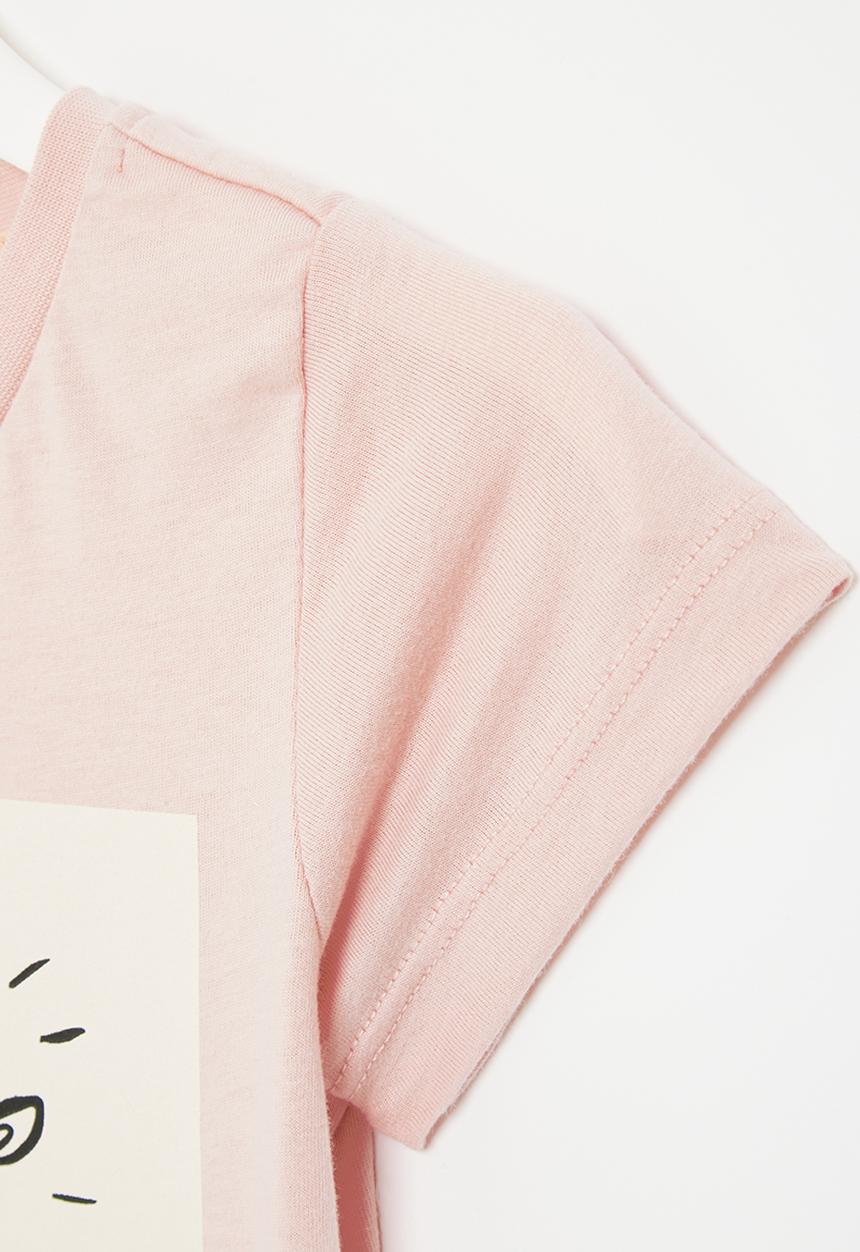 Pop Candy - Girls printed short sleeve tee - pink & white