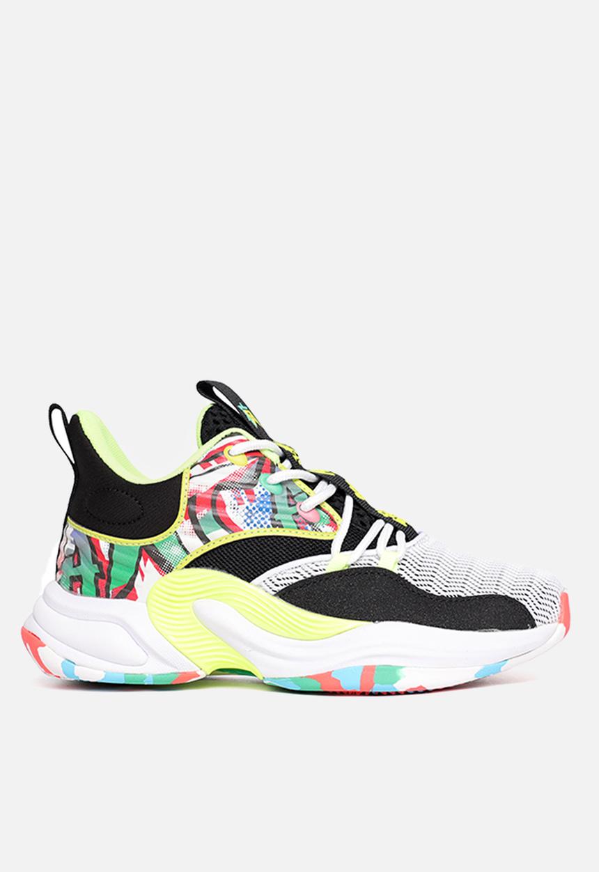 Anta - Basketball shoes - white/black/fluorescent green 