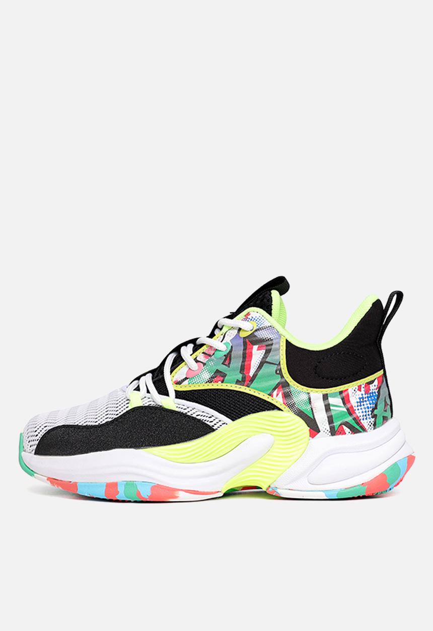 Anta - Basketball shoes - white/black/fluorescent green 
