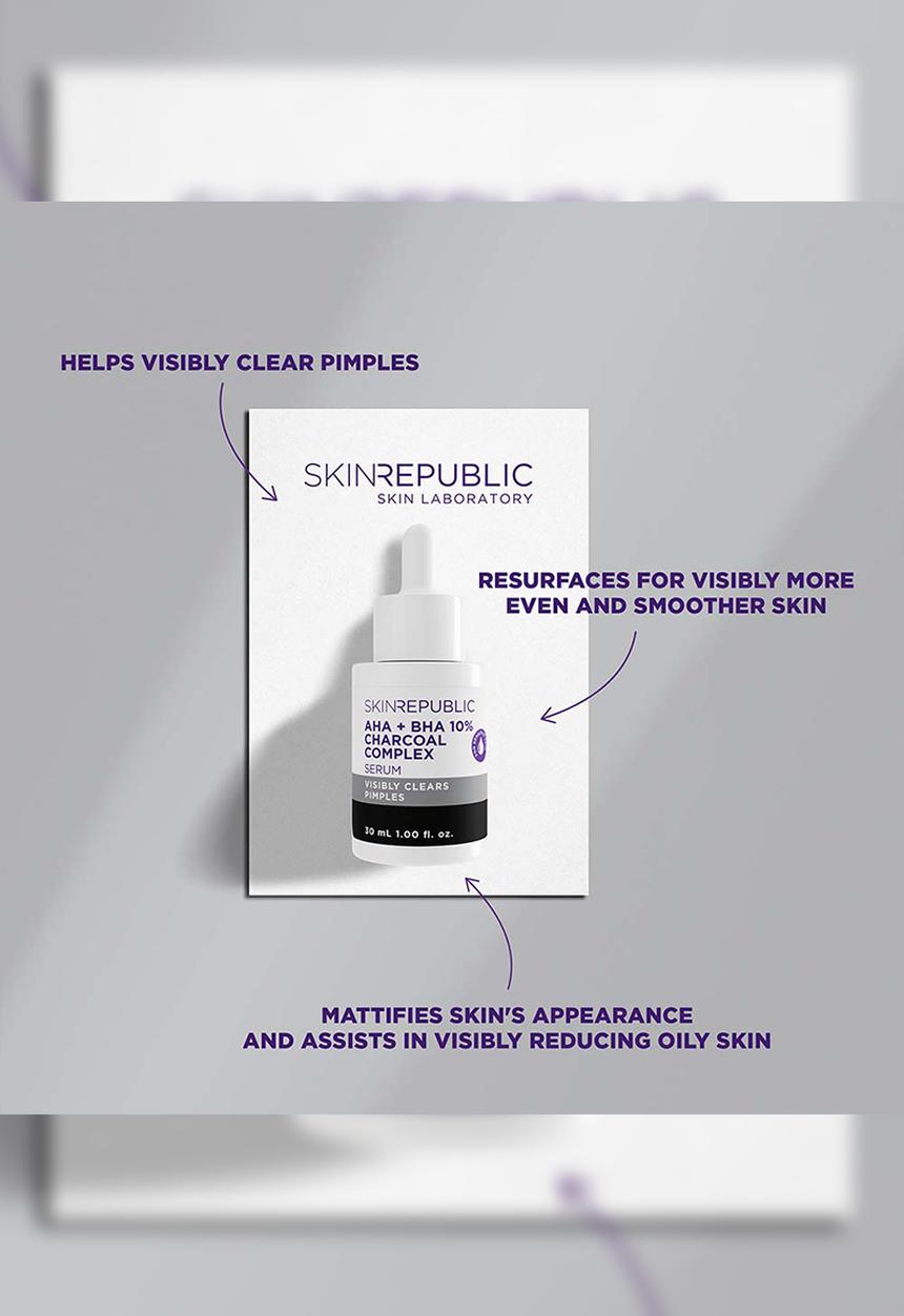 Skin Republic - AHA + BHA Charcoal 10% Complex Serum