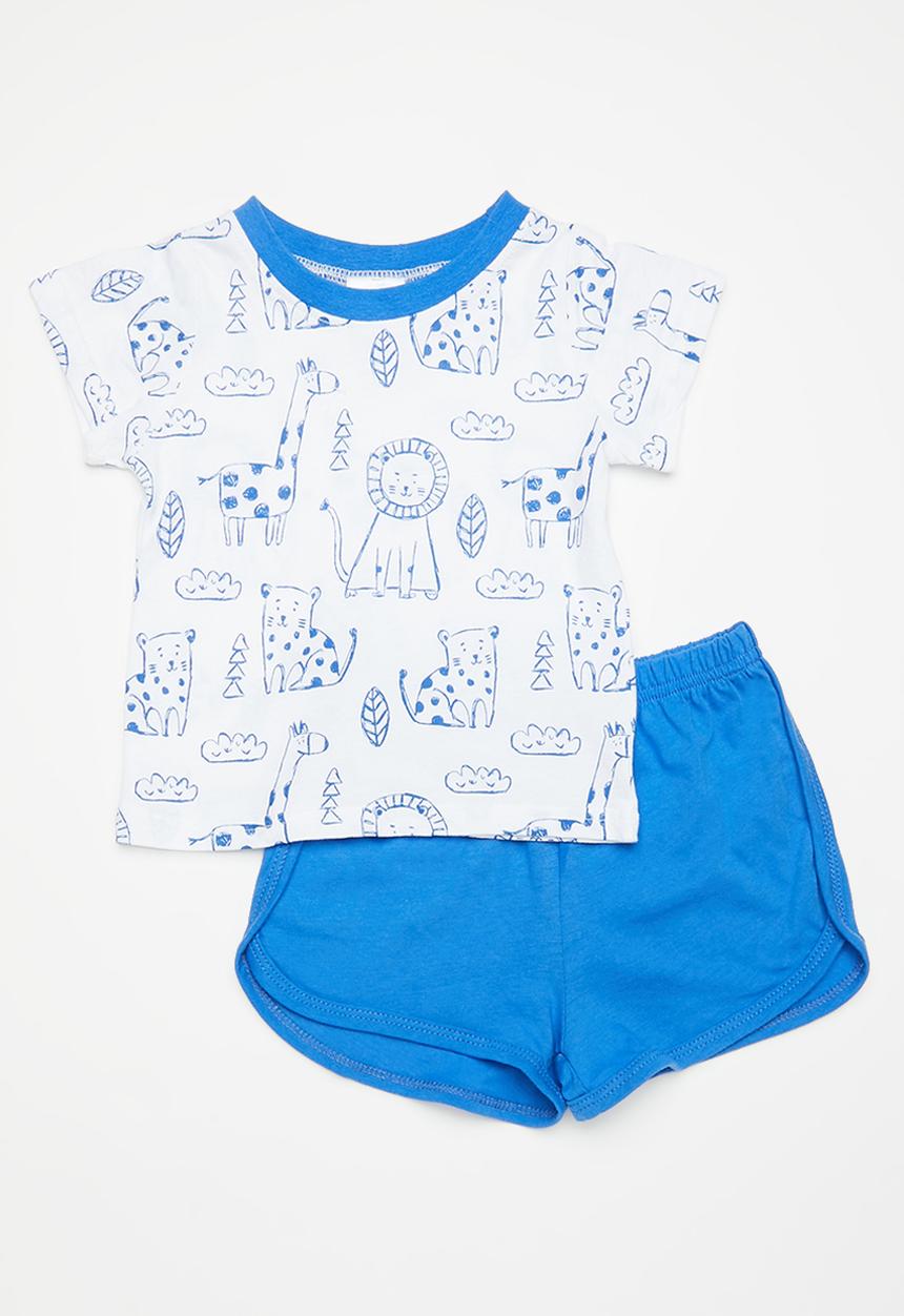 Pop Candy - Tee & short set - blue & white