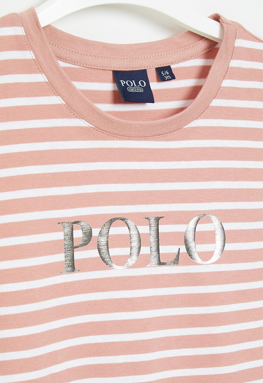 POLO - Girls striped printed - pink