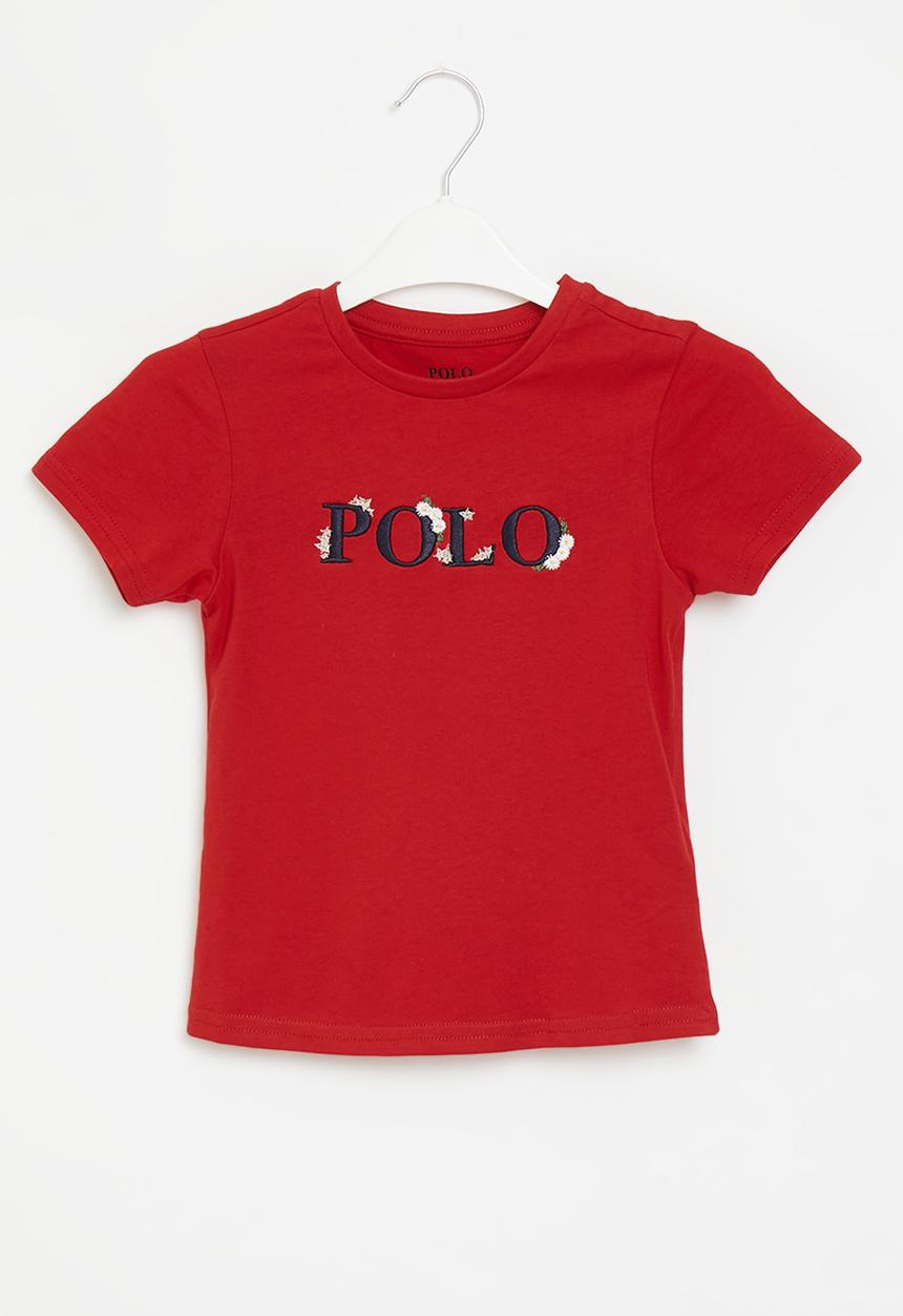 POLO - Girls embroidered short sleeve - red