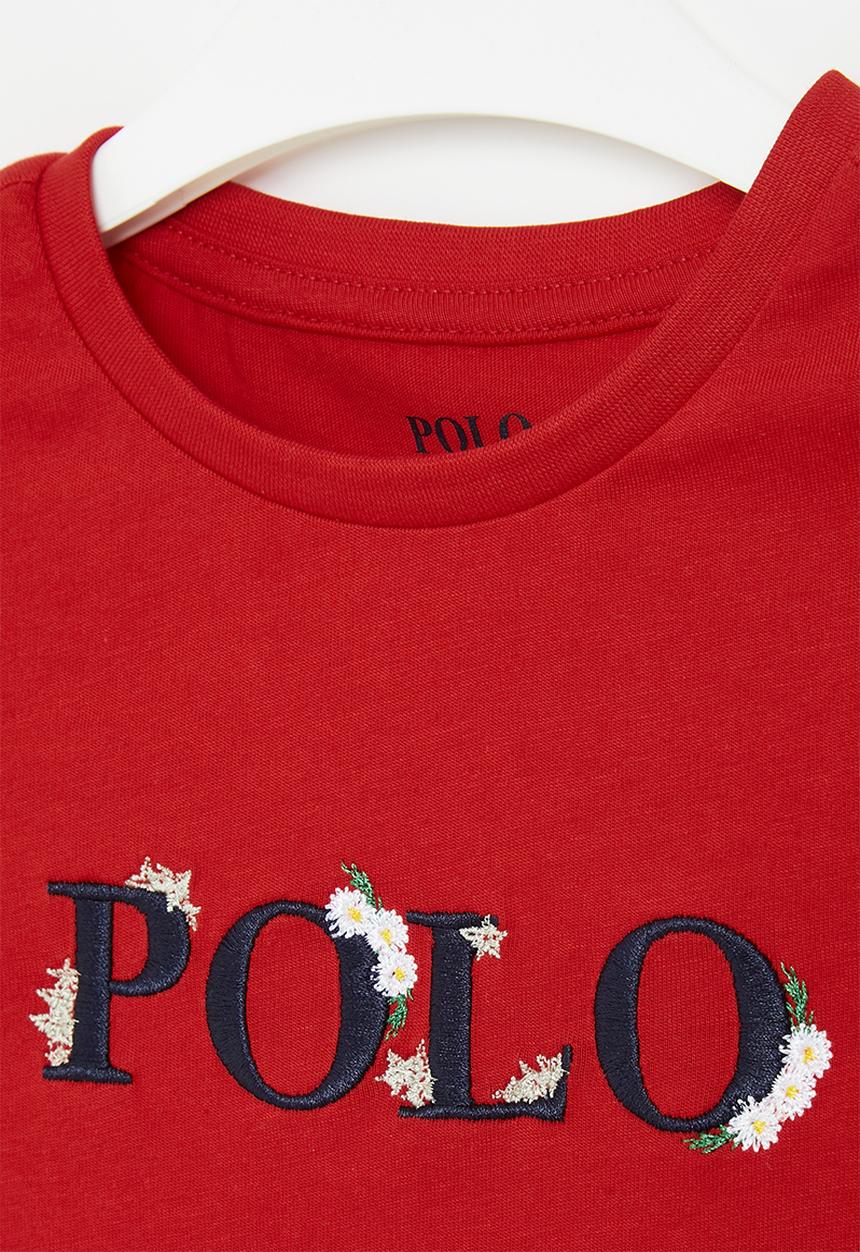 POLO - Girls embroidered short sleeve - red