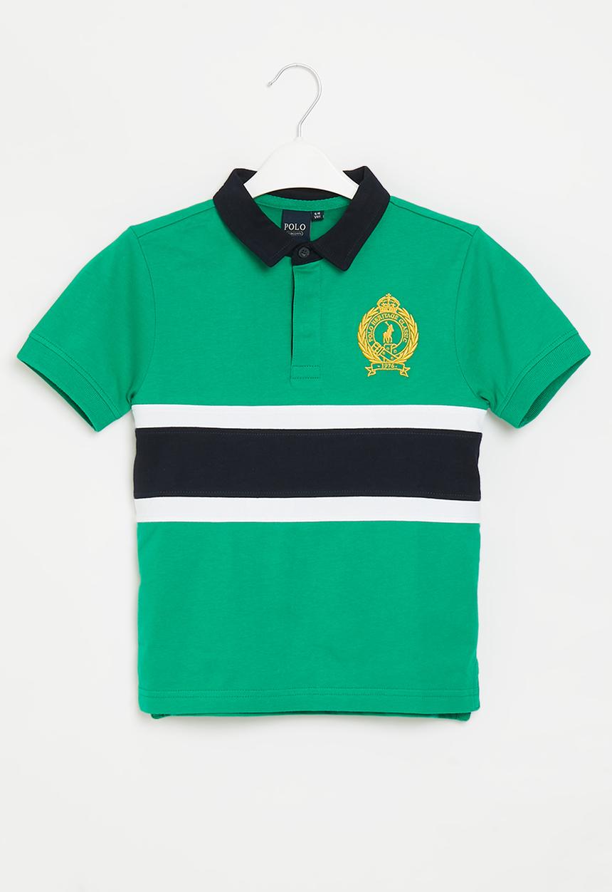 POLO - Boys crested short sleeve golfer - green