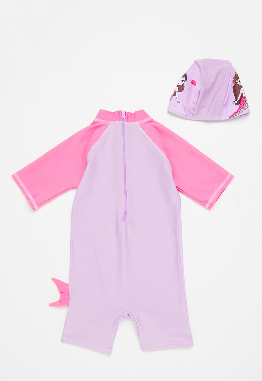 Pop Candy - One piece swimsuit & cap set - lilac/pink