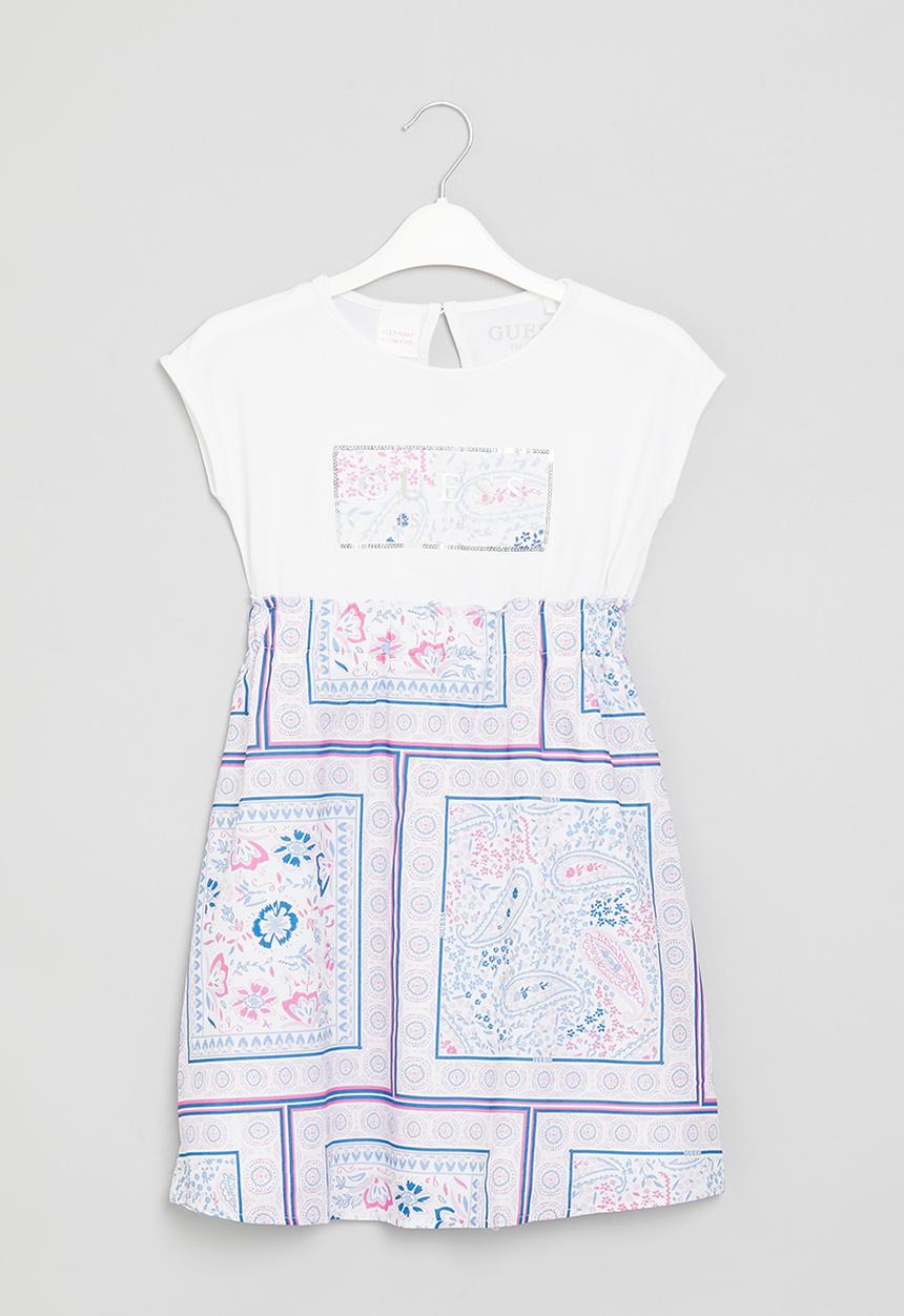 GUESS - Mixed fabric short sleeve dress - multi