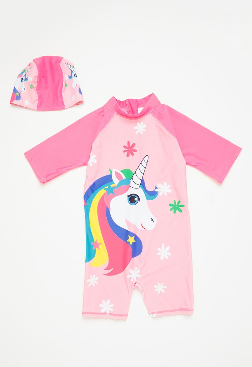 Pop Candy - One piece swimsuit & cap set - pink