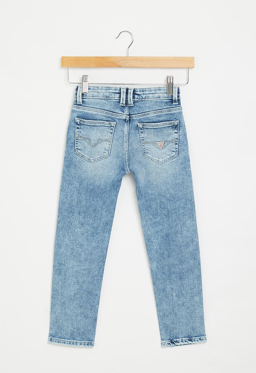 GUESS - Denim slim fit pants w/damages - blue damaged wash