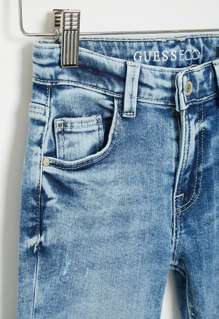 GUESS - Denim slim fit pants w/damages - blue damaged wash