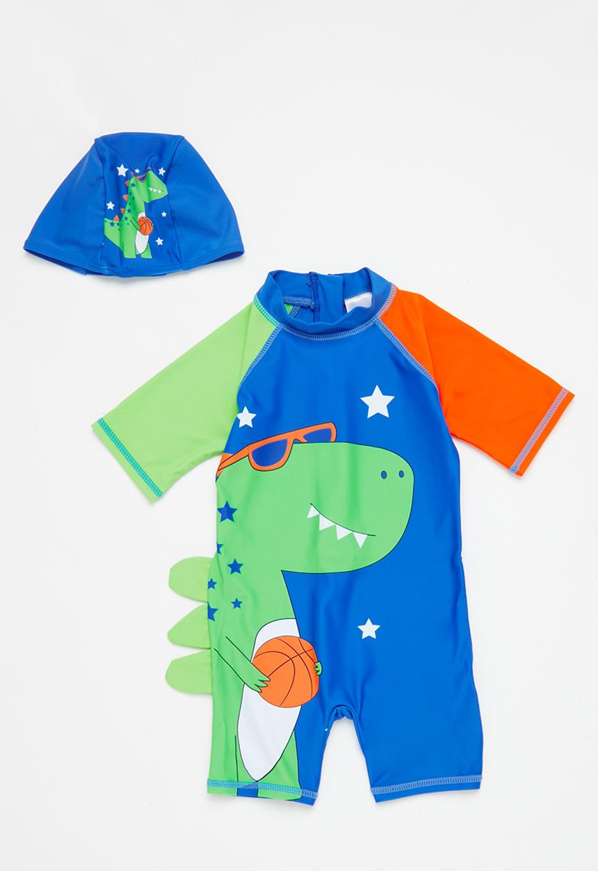 Pop Candy - One piece swimsuit & cap set - blue