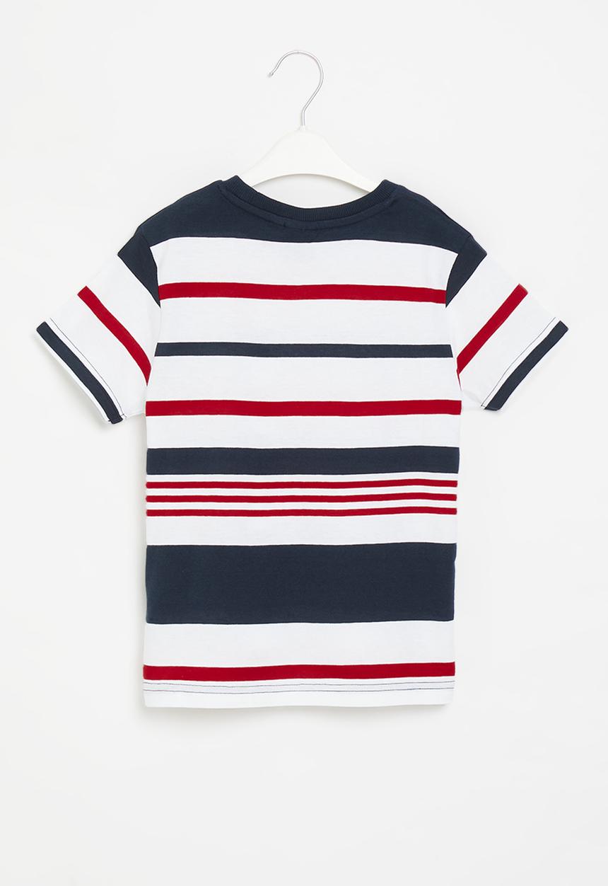 POLO - Boys striped short sleeve tee - red