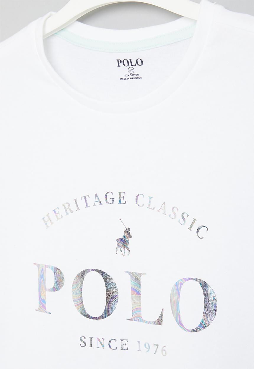 POLO - Girls printed tee - white