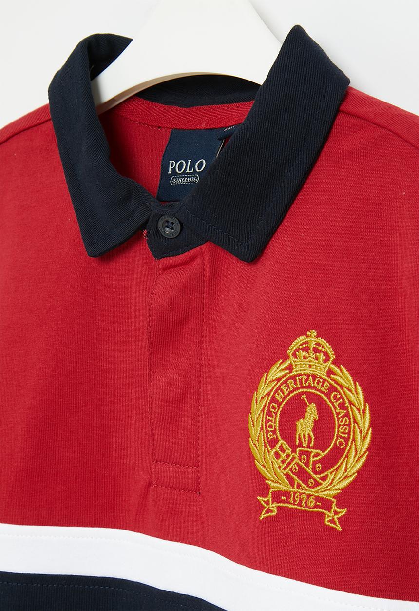 POLO - Boys crested short sleeve golfer - red