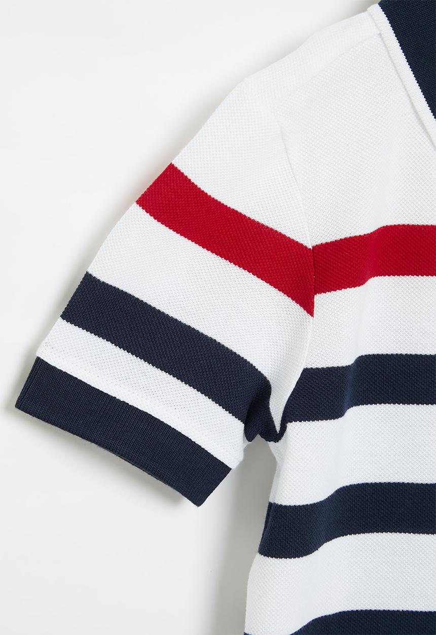 POLO - Boys striped short sleeve golfer - white