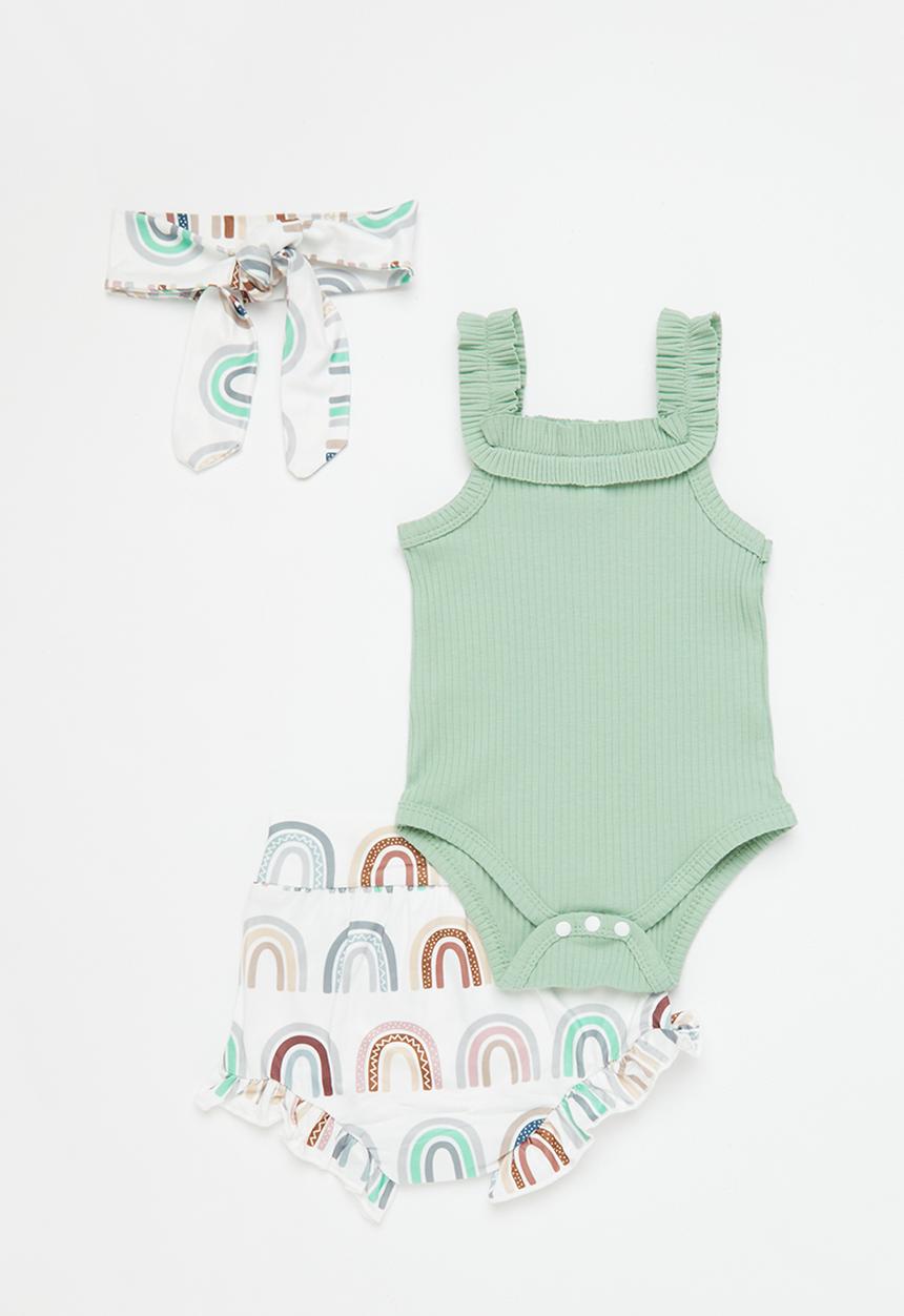 Pop Candy - Bodyvest, short & headband set - sage