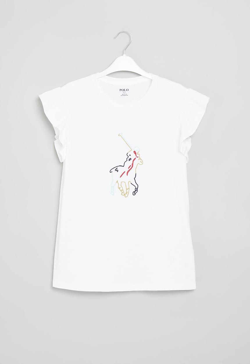 POLO - Girls embroidered fr - white