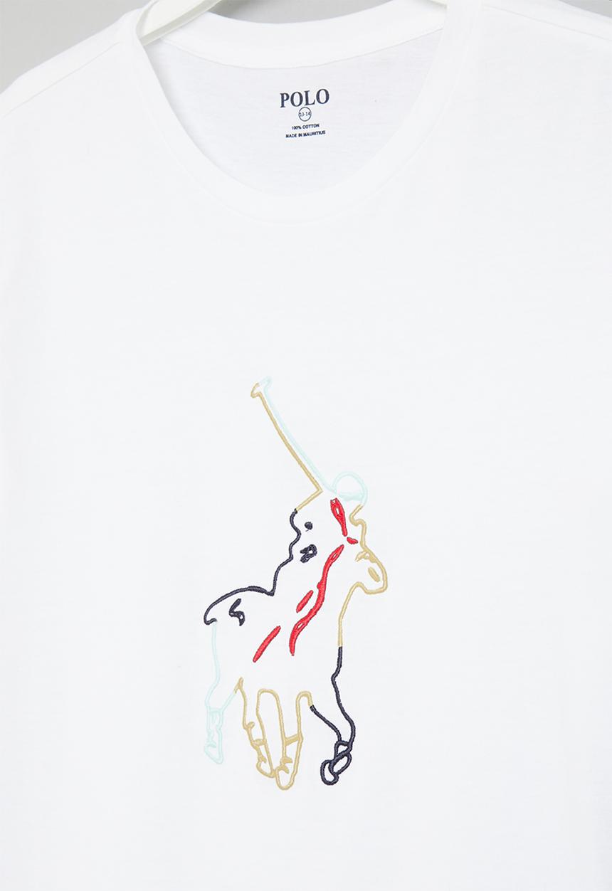 POLO - Girls embroidered fr - white