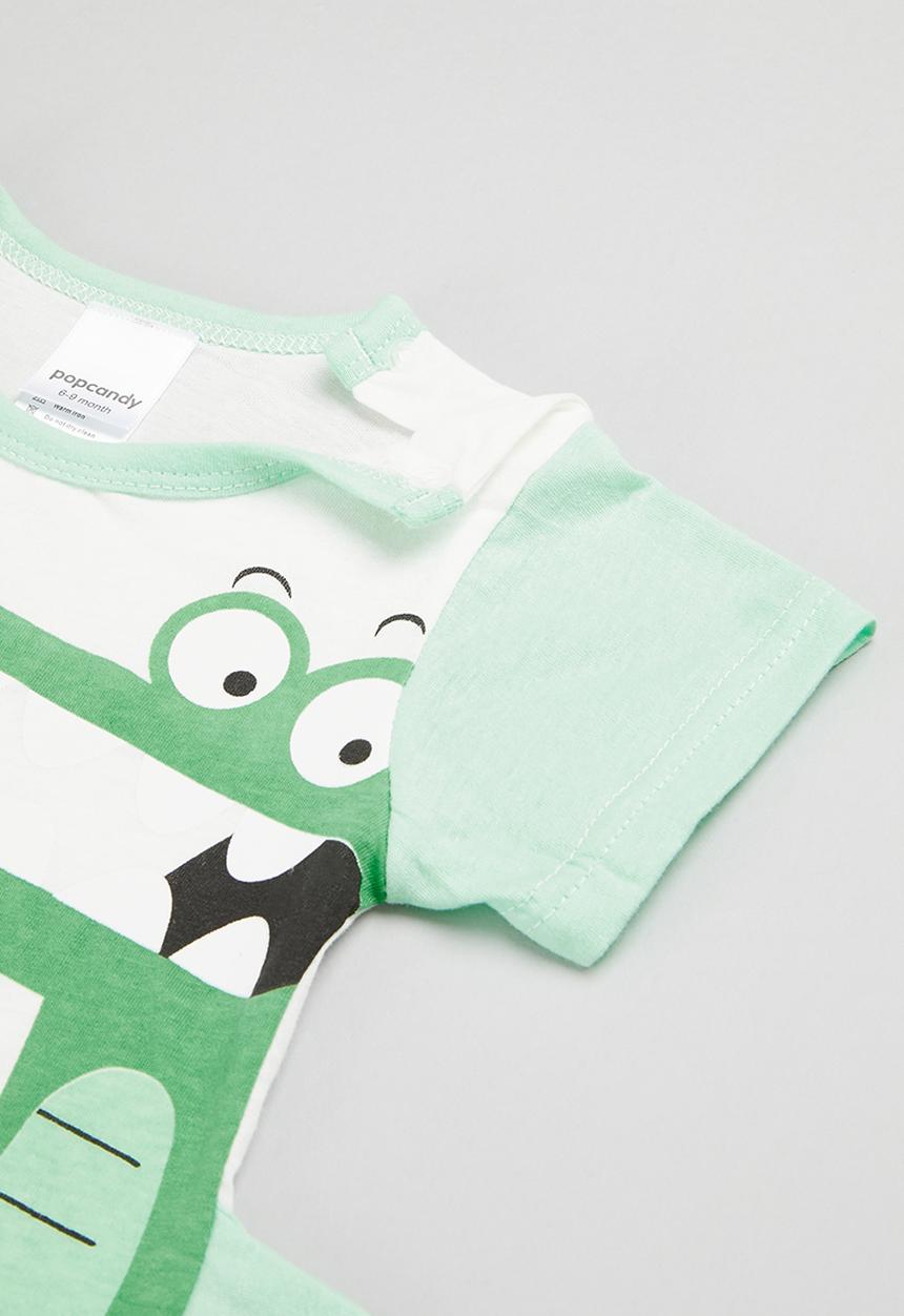 Pop Candy - Baby boys jumpsuit - white and green