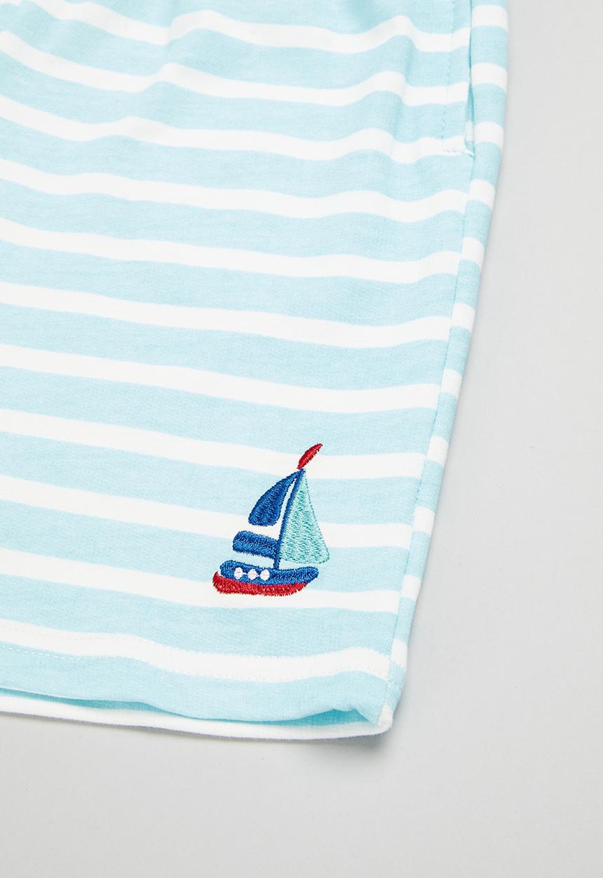 Pop Candy - Boys short sleeve and bottom set - light blue and white