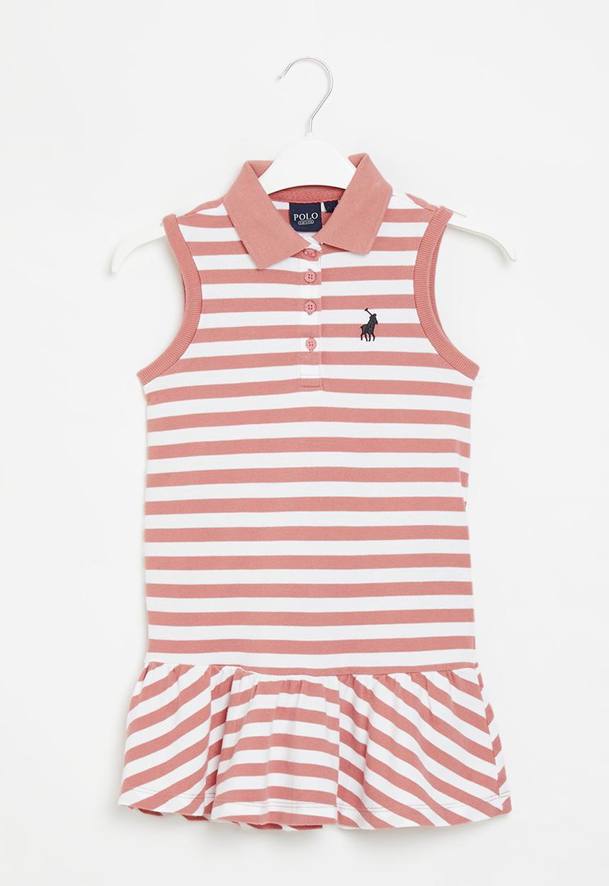 POLO - Girls striped golfer - pink