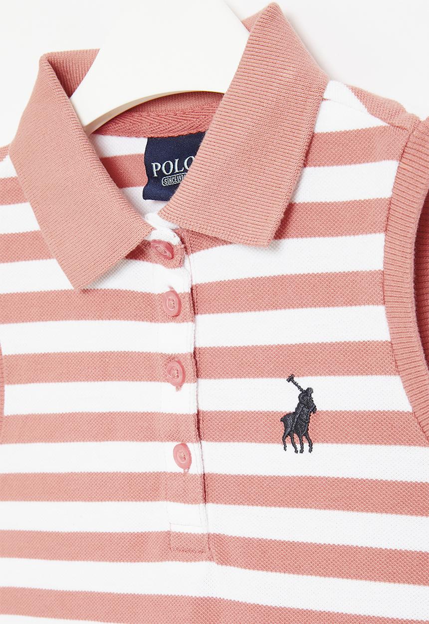 POLO - Girls striped golfer - pink