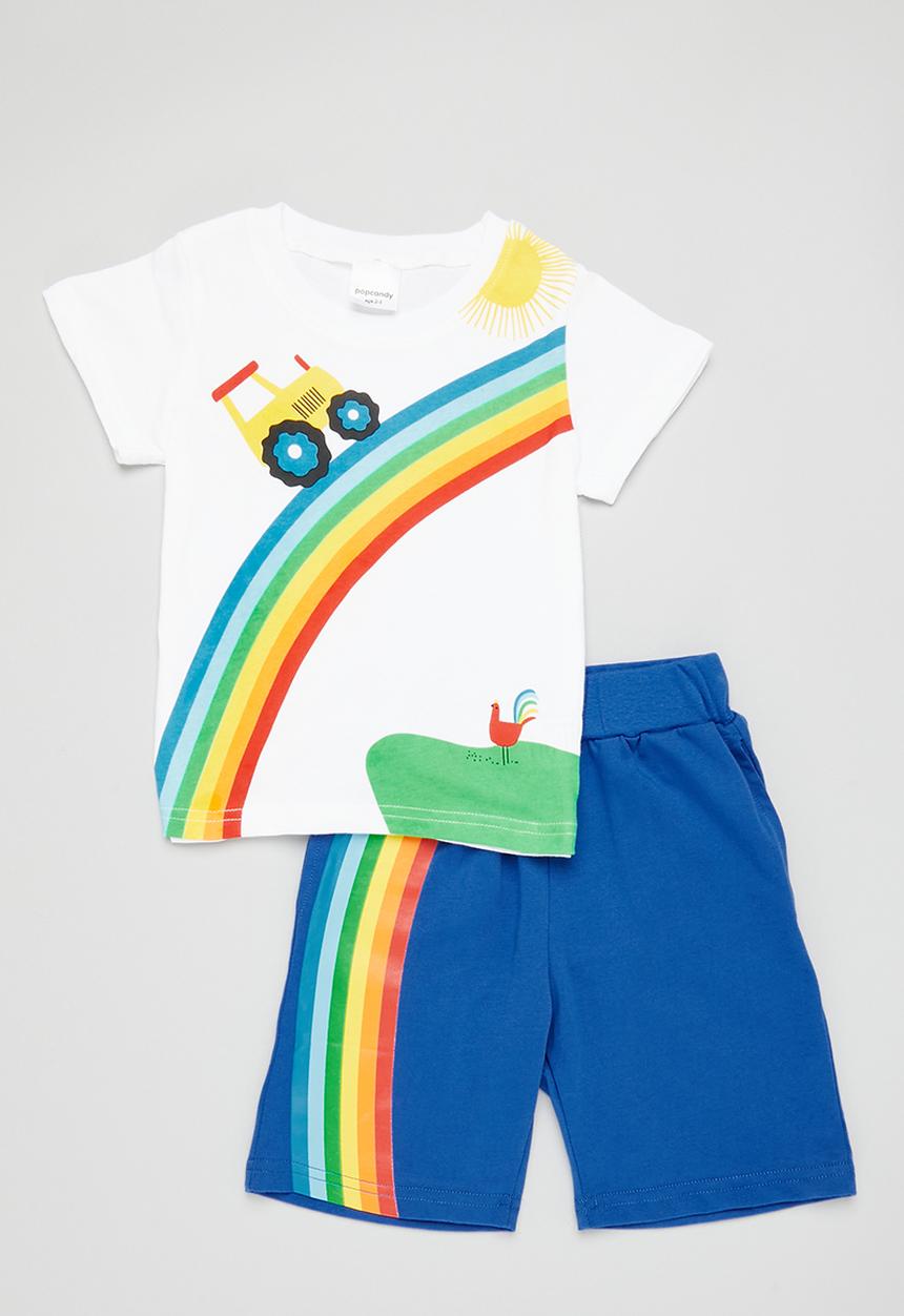 Pop Candy - Boys short sleeve and bottom set - blue and white