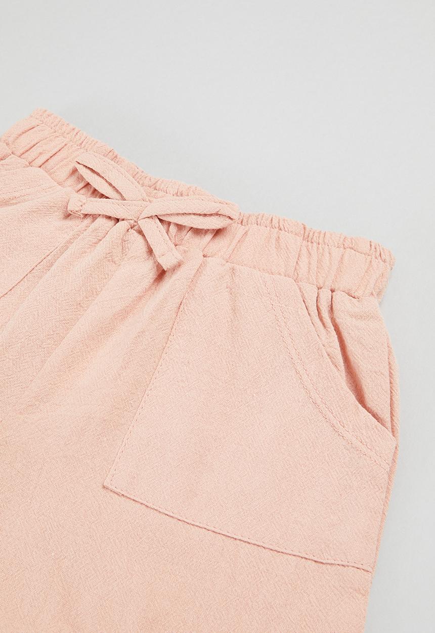 Pop Candy - Girls frill tee and short set - dusty pink and white
