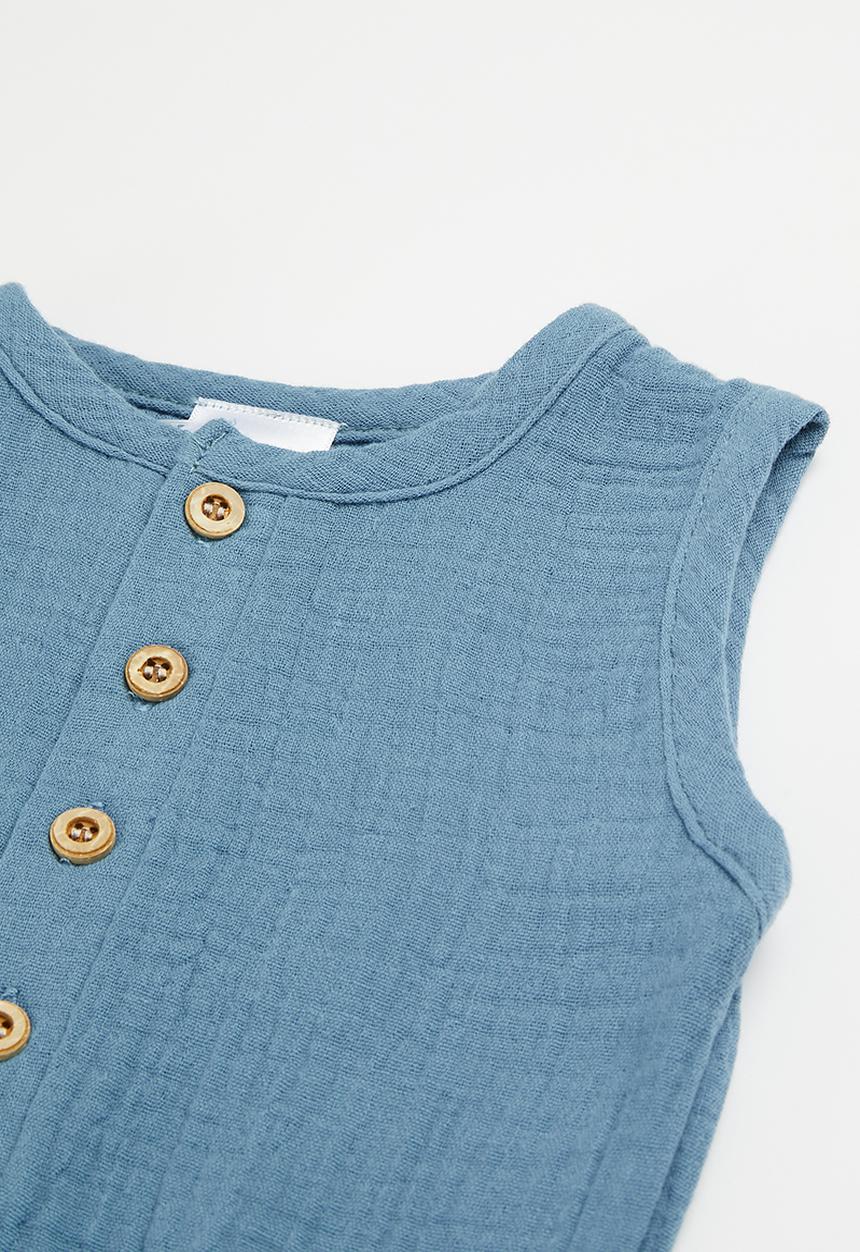 Pop Candy - Baby boys sleeveless romper - royal blue