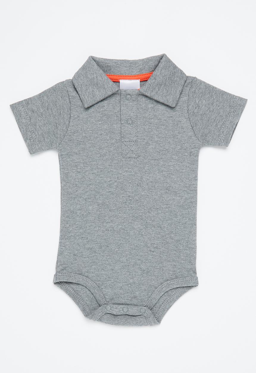 Pop Candy - Baby boys collared romper - grey