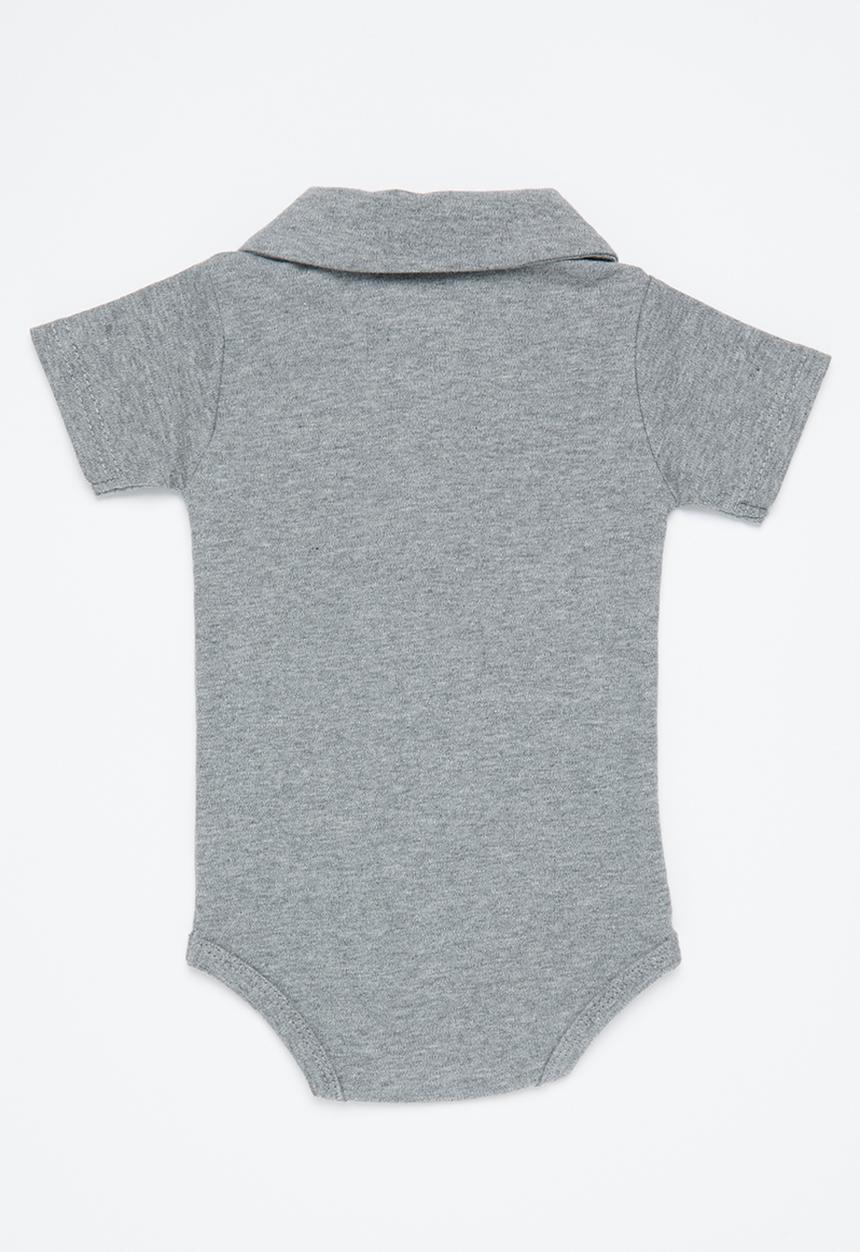 Pop Candy - Baby boys collared romper - grey