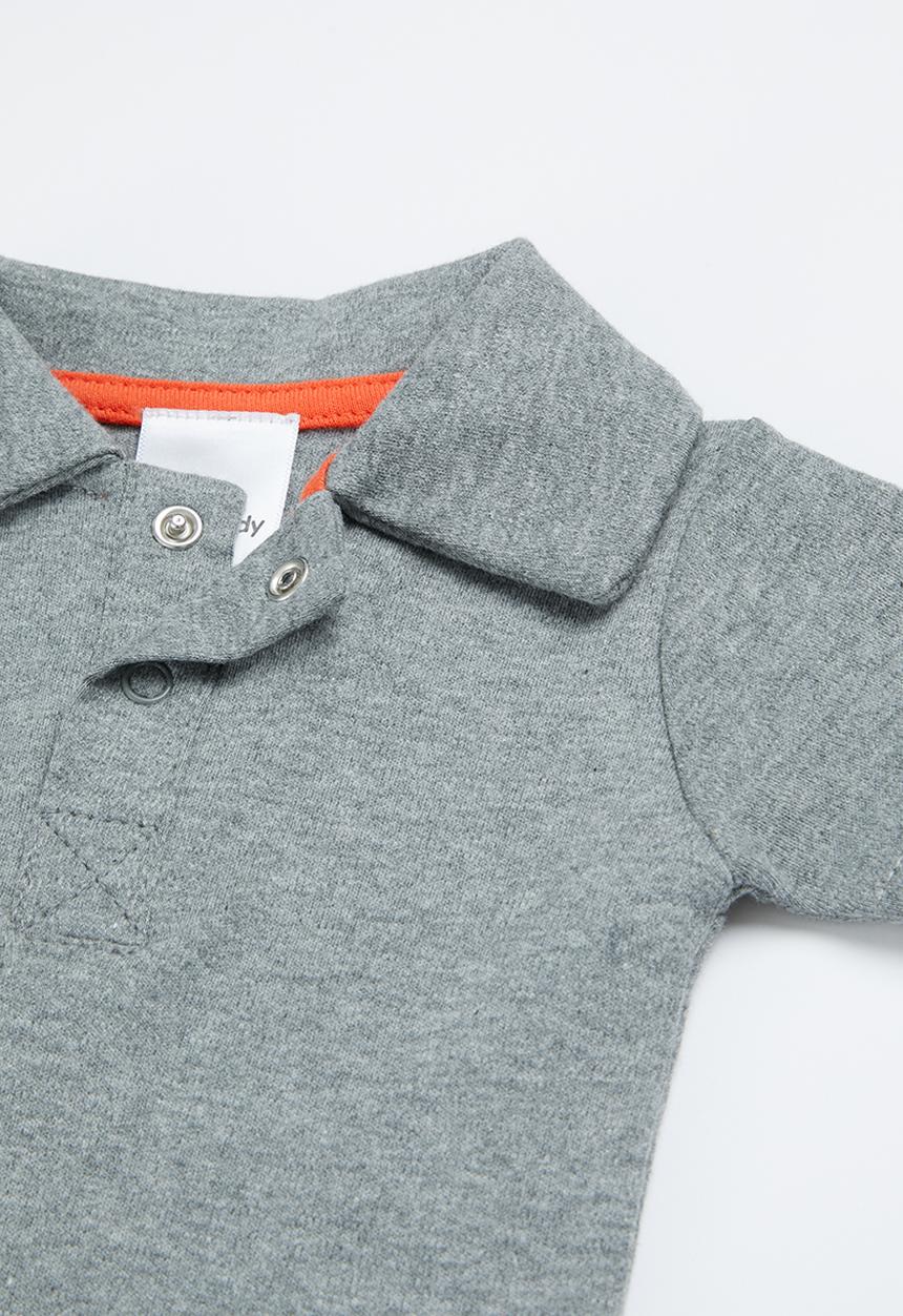Pop Candy - Baby boys collared romper - grey